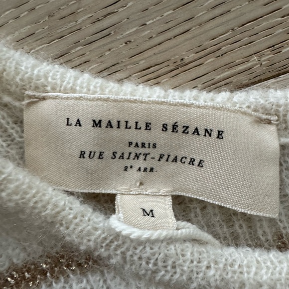 NWOT SEZANE Gaspard cardigan ECRU GOLD Striped - Picture 13 of 14
